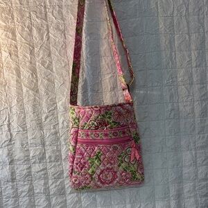 Floral Pink and Green Crossbody Bag